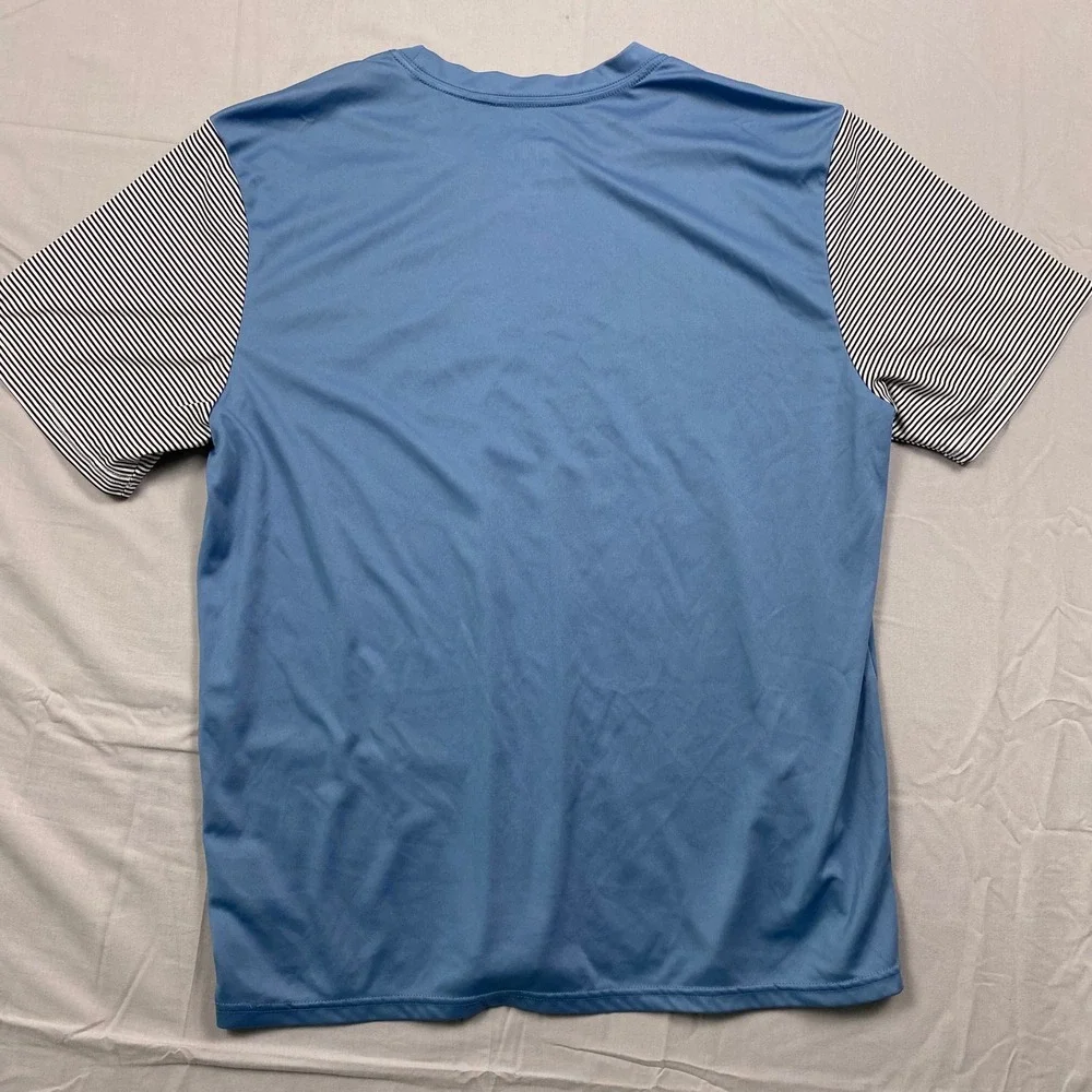IPD Surf Short Sleeve Rash Guard Mens XL Blue Striped UPF Sun Protection Shirt